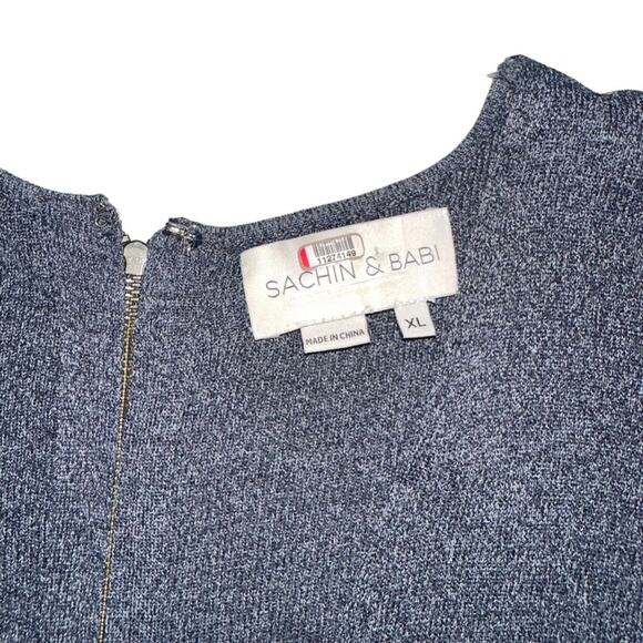 Sachin & Babi Chalise Grey Cap Sleeve V-Neck Ruffle Knit Dress XL - Picture 5 of 8